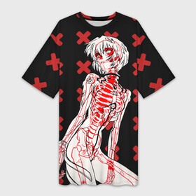 Платье-футболка 3D с принтом Ева 00 Аянами Рей в X Ray ,  |  | eva | eva 00 | evangelion | evangelion rei | rei | rei ayanami | rey ayanami | аянами | аянами 00 | аянами арт | ева | ева 00 | ева аниме | евангелион | евангелион 00 | евангелион аниме | евангелион арт | евангелион рей