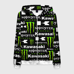 Мужская толстовка 3D на молнии с принтом KAWASAKI X MONSTER ENERGY , 100% полиэстер | длина до линии бедра, манжеты и пояс оформлены мягкой тканевой резинкой, двухслойный капюшон со шнурком для регулировки, спереди молния, по бокам два кармана | kawasaki | monster energy | motorcycle | motosport | racing | speed | sport | байк | гонки | двигатель | кавасаки | монстер энерджи. | мото | мотокросс | мотоспорт | мототриал | мотоцикл | скорость | спорт