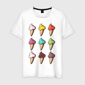 Мужская футболка хлопок с принтом Мороженки , 100% хлопок | прямой крой, круглый вырез горловины, длина до линии бедер, слегка спущенное плечо. | Тематика изображения на принте: alcrem | icecream | russia | вкусная еда | вкусно | вкусняшки | десерт | еда | жара | красота | лето | мороженое | мороженое в рожке | отдых | россия | сладко | сладости | эмоции