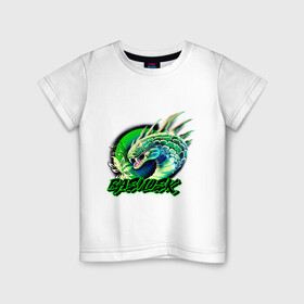 Детская футболка хлопок с принтом Царь змей Василиск , 100% хлопок | круглый вырез горловины, полуприлегающий силуэт, длина до линии бедер | monsters | snake | змеи | змея | мифология | монстры | существо