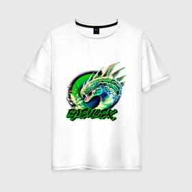 Женская футболка хлопок Oversize с принтом Царь змей Василиск , 100% хлопок | свободный крой, круглый ворот, спущенный рукав, длина до линии бедер
 | monsters | snake | змеи | змея | мифология | монстры | существо
