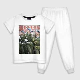 Детская пижама хлопок с принтом воздушно-десантные-войска , 100% хлопок |  брюки и футболка прямого кроя, без карманов, на брюках мягкая резинка на поясе и по низу штанин
 | армия | вдв | воздушно десантные войска | парашюты
