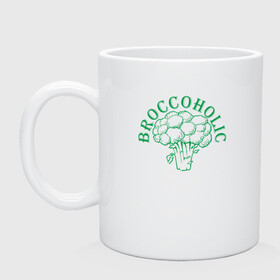 Кружка керамическая с принтом Broccoholic , керамика | объем — 330 мл, диаметр — 80 мм. Принт наносится на бока кружки, можно сделать два разных изображения | green | greenpaece | nature | sport | vegan | yoga | веган | вегетарианец | гринпис | еда | животные | жизнь | здоровье | зеленый | йога | мир | овощи | пища | планета | природа | растение | спорт | тело | фрукты