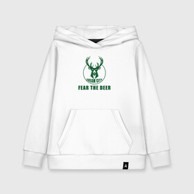 Детская толстовка хлопок с принтом Fear The Deer , 100% хлопок | Круглый горловой вырез, эластичные манжеты, пояс, капюшен | Тематика изображения на принте: antetokounmpo | basketball | bucks | giannis | milwaukee | mvp | nba | sport | streetball | адетокумбо | бакс | баскетбол | игра | милуоки | мяч | нба | олень | спорт | стритбол | тренер | чемпион | янис