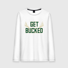 Мужской лонгслив хлопок с принтом Get Bucked , 100% хлопок |  | antetokounmpo | basketball | bucks | giannis | milwaukee | mvp | nba | sport | streetball | адетокумбо | бакс | баскетбол | игра | милуоки | мяч | нба | олень | спорт | стритбол | тренер | чемпион | янис