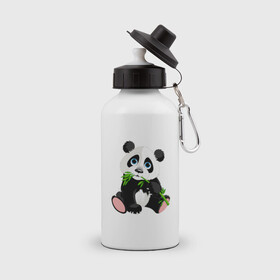 Бутылка спортивная с принтом Банда с бамбуком  , металл | емкость — 500 мл, в комплекте две пластиковые крышки и карабин для крепления | бамбук | банда с бамбуком | животное | медведь | медвежонок | панда