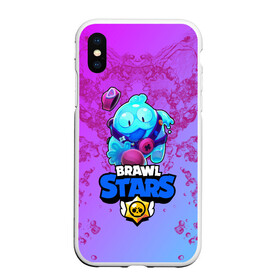 Чехол для iPhone XS Max матовый с принтом BRAWL STARS SQUEAK: СКВИК. , Силикон | Область печати: задняя сторона чехла, без боковых панелей | brawl stars | leon | sally leon | shark | werewolf leon | акула | бравл старс | оборотень | сквик squeak