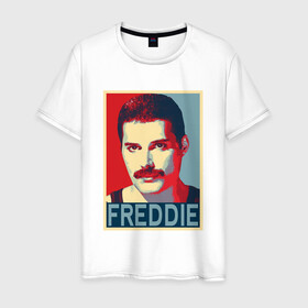 Мужская футболка хлопок с принтом Freddie , 100% хлопок | прямой крой, круглый вырез горловины, длина до линии бедер, слегка спущенное плечо. | alternative | metall | music | queen | qween | rock | альтернатива | квин | куин | металл | музыка | рок | фредди меркьюри