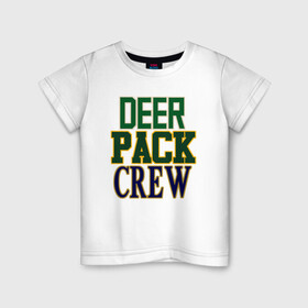 Детская футболка хлопок с принтом Deer Pack Crew , 100% хлопок | круглый вырез горловины, полуприлегающий силуэт, длина до линии бедер | Тематика изображения на принте: antetokounmpo | basketball | bucks | giannis | milwaukee | mvp | nba | sport | streetball | адетокумбо | бакс | баскетбол | игра | милуоки | мяч | нба | олень | спорт | стритбол | тренер | чемпион | янис