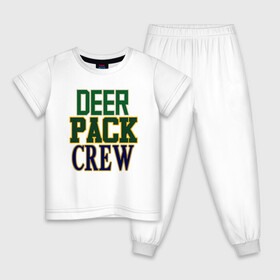 Детская пижама хлопок с принтом Deer Pack Crew , 100% хлопок |  брюки и футболка прямого кроя, без карманов, на брюках мягкая резинка на поясе и по низу штанин
 | antetokounmpo | basketball | bucks | giannis | milwaukee | mvp | nba | sport | streetball | адетокумбо | бакс | баскетбол | игра | милуоки | мяч | нба | олень | спорт | стритбол | тренер | чемпион | янис