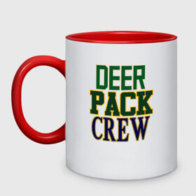 Кружка двухцветная с принтом Deer Pack Crew , керамика | объем — 330 мл, диаметр — 80 мм. Цветная ручка и кайма сверху, в некоторых цветах — вся внутренняя часть | antetokounmpo | basketball | bucks | giannis | milwaukee | mvp | nba | sport | streetball | адетокумбо | бакс | баскетбол | игра | милуоки | мяч | нба | олень | спорт | стритбол | тренер | чемпион | янис