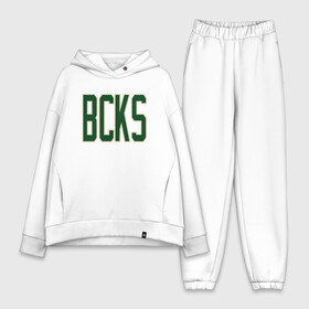 Женский костюм хлопок Oversize с принтом BCKS (Bucks) ,  |  | antetokounmpo | basketball | bucks | giannis | milwaukee | mvp | nba | sport | streetball | адетокумбо | бакс | баскетбол | игра | милуоки | мяч | нба | олень | спорт | стритбол | тренер | чемпион | янис