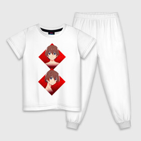 Детская пижама хлопок с принтом Keiichi Maebara , 100% хлопок |  брюки и футболка прямого кроя, без карманов, на брюках мягкая резинка на поясе и по низу штанин
 | аниме | красные ромбы | парень | подросток | старшая школа
