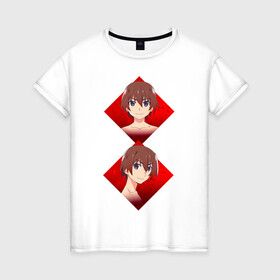 Женская футболка хлопок с принтом Keiichi Maebara , 100% хлопок | прямой крой, круглый вырез горловины, длина до линии бедер, слегка спущенное плечо | аниме | красные ромбы | парень | подросток | старшая школа