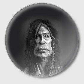 Значок с принтом Steven Tyler | AEROSMITH (Z) ,  металл | круглая форма, металлическая застежка в виде булавки | Тематика изображения на принте: aerosmith | rock | steven tyler | айросмит | блюз рок | брэд уитфорд | глэм метал | глэм рок | джо перри | джоуи крамер | музыка | рок | рок н ролл | стивен тайлер | том хэмилтон | хард рок