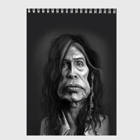 Скетчбук с принтом Steven Tyler | AEROSMITH (Z) , 100% бумага
 | 48 листов, плотность листов — 100 г/м2, плотность картонной обложки — 250 г/м2. Листы скреплены сверху удобной пружинной спиралью | Тематика изображения на принте: aerosmith | rock | steven tyler | айросмит | блюз рок | брэд уитфорд | глэм метал | глэм рок | джо перри | джоуи крамер | музыка | рок | рок н ролл | стивен тайлер | том хэмилтон | хард рок