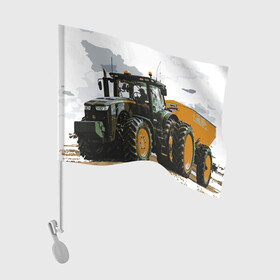 Флаг для автомобиля с принтом JOHN DEERE I Джон Дир! , 100% полиэстер | Размер: 30*21 см | john deere | агроном | джон дир | земля | природа | работяга. | сельскохозяйственная техника | трактор | тракторист | труд