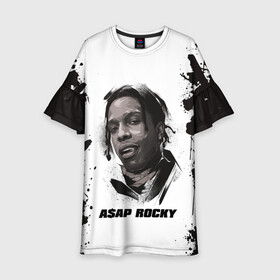 Детское платье 3D с принтом АСАП | ASAP ROCKY (Z) , 100% полиэстер | прямой силуэт, чуть расширенный к низу. Круглая горловина, на рукавах — воланы | america | asap | asap rocky | black rap | music | rap | raper | testing | usa | америка | асап | асап роки | зарубежная музыка | музыка | музыкант | реп | репер | сша | тестин | черный реп