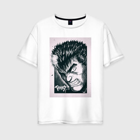 Женская футболка хлопок Oversize с принтом BERSERK , 100% хлопок | свободный крой, круглый ворот, спущенный рукав, длина до линии бедер
 | anime | berserk | guts | poster | аниме | берсерк | гатс | постер | чб арт