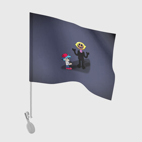 Флаг для автомобиля с принтом Бойфренд и Монстр , 100% полиэстер | Размер: 30*21 см | boyfriend | fnf | friday night funkin | бойфренд | игра | монстр | персонажи | фридей найт фанкин