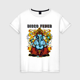 Женская футболка хлопок с принтом Музыкальный слон , 100% хлопок | прямой крой, круглый вырез горловины, длина до линии бедер, слегка спущенное плечо | disco | диск | животное | звезда | звезды | микрофон | огонь | слон | хобот