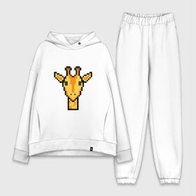 Женский костюм хлопок Oversize с принтом Tired Giraffe ,  |  | animal | censored | giraffe | pixel art | tired | животное | жираф | пиксель арт | усталый