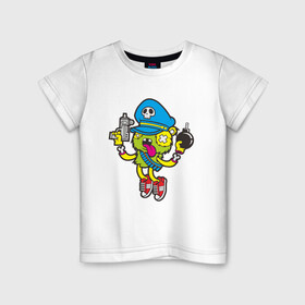 Детская футболка хлопок с принтом Crazy Bomberman , 100% хлопок | круглый вырез горловины, полуприлегающий силуэт, длина до линии бедер | Тематика изображения на принте: bomberman | crazy | бомба | бомбермен | бомбермэн | оружие