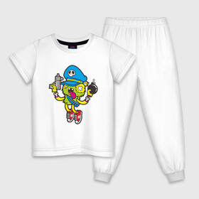 Детская пижама хлопок с принтом Crazy Bomberman , 100% хлопок |  брюки и футболка прямого кроя, без карманов, на брюках мягкая резинка на поясе и по низу штанин
 | Тематика изображения на принте: bomberman | crazy | бомба | бомбермен | бомбермэн | оружие