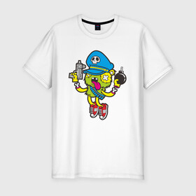 Мужская футболка хлопок Slim с принтом Crazy Bomberman , 92% хлопок, 8% лайкра | приталенный силуэт, круглый вырез ворота, длина до линии бедра, короткий рукав | Тематика изображения на принте: bomberman | crazy | бомба | бомбермен | бомбермэн | оружие