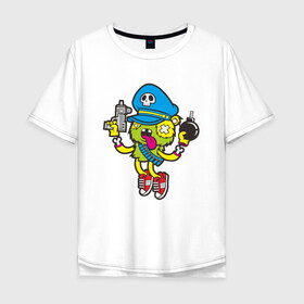 Мужская футболка хлопок Oversize с принтом Crazy Bomberman , 100% хлопок | свободный крой, круглый ворот, “спинка” длиннее передней части | Тематика изображения на принте: bomberman | crazy | бомба | бомбермен | бомбермэн | оружие