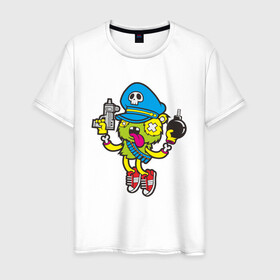 Мужская футболка хлопок с принтом Crazy Bomberman , 100% хлопок | прямой крой, круглый вырез горловины, длина до линии бедер, слегка спущенное плечо. | Тематика изображения на принте: bomberman | crazy | бомба | бомбермен | бомбермэн | оружие