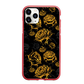 Чехол для iPhone 11 Pro Max матовый с принтом Розы. Золото с черным , Силикон |  | Тематика изображения на принте: вечерний | графика | графический | золотистый | золото | золотой | крупные | праздничный | розочки | розы | темный | цветочки | цветочный | цветы | черный
