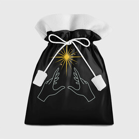 Подарочный 3D мешок с принтом Звезда В руках На черном Фоне , 100% полиэстер | Размер: 29*39 см | black | hands | silhouette | student | symbol | top | trending | yellow | в топе | в тренде | жёлтый | руки | силуэт | символ | студент | черный