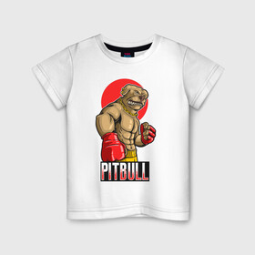 Детская футболка хлопок с принтом Питбуль , 100% хлопок | круглый вырез горловины, полуприлегающий силуэт, длина до линии бедер | бокс | боксер | иллюстрация | пёс | питбуль