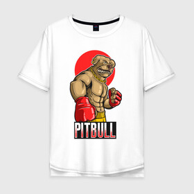 Мужская футболка хлопок Oversize с принтом Питбуль , 100% хлопок | свободный крой, круглый ворот, “спинка” длиннее передней части | бокс | боксер | иллюстрация | пёс | питбуль