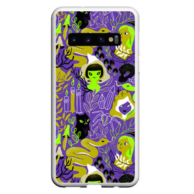 Чехол для Samsung Galaxy S10 с принтом Шабаш , Силикон | Область печати: задняя сторона чехла, без боковых панелей | halloween | kostolom3000 | ведьма | ведьмы | грибы | змея | кот | магия | природа | фиолетовый | хэллоуин | черный кот | шабаш