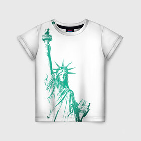 Детская футболка 3D с принтом Статуя Свободы , 100% гипоаллергенный полиэфир | прямой крой, круглый вырез горловины, длина до линии бедер, чуть спущенное плечо, ткань немного тянется | америка | нью йорк | свобода | статуя свободы | сша