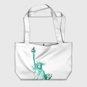 Пляжная сумка 3D с принтом Статуя Свободы , 100% полиэстер | застегивается на металлическую кнопку; внутренний карман застегивается на молнию. Стенки укреплены специальным мягким материалом, чтобы защитить содержимое от несильных ударов
 | америка | нью йорк | свобода | статуя свободы | сша