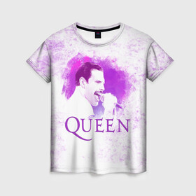Женская футболка 3D с принтом Freddie Mercury | Queen (Z) , 100% полиэфир ( синтетическое хлопкоподобное полотно) | прямой крой, круглый вырез горловины, длина до линии бедер | freddie mercury | music | queen | брайан мэй | глэм рок | джон дикон | квин | королева | музыка | поп рок | роджер тейлор | фредди меркьюри | хард рок