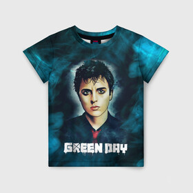 Детская футболка 3D с принтом Billie | GreenDay | ГринДай (Z) , 100% гипоаллергенный полиэфир | прямой крой, круглый вырез горловины, длина до линии бедер, чуть спущенное плечо, ткань немного тянется | billie joe armstrong | greenday | rock | альтернативный | билли джо армстронг | гриндей | зеленый день | майк дёрнт | музыка | панк рок | поп панк | рок | тре кул