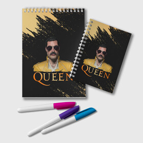 Блокнот с принтом Фредди Меркьюри | Freddie Mercury (Z) , 100% бумага | 48 листов, плотность листов — 60 г/м2, плотность картонной обложки — 250 г/м2. Листы скреплены удобной пружинной спиралью. Цвет линий — светло-серый
 | freddie mercury | music | queen | брайан мэй | глэм рок | джон дикон | квин | королева | музыка | поп рок | роджер тейлор | фредди меркьюри | хард рок