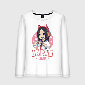 Женский лонгслив хлопок с принтом Japan lover anime girl , 100% хлопок |  | anime | girl | japan | kawaii | lover | аниме | девушка | кавай | сакура | япония