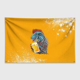 Флаг-баннер с принтом Пивозавр - Взрыв , 100% полиэстер | размер 67 х 109 см, плотность ткани — 95 г/м2; по краям флага есть четыре люверса для крепления | dinosaur | pivo | pivozavr | взрыв | динозавр | краска | прикол