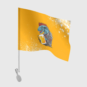 Флаг для автомобиля с принтом Пивозавр - Взрыв , 100% полиэстер | Размер: 30*21 см | Тематика изображения на принте: dinosaur | pivo | pivozavr | взрыв | динозавр | краска | прикол