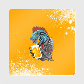 Магнит виниловый Квадрат с принтом Пивозавр - Взрыв , полимерный материал с магнитным слоем | размер 9*9 см, закругленные углы | Тематика изображения на принте: dinosaur | pivo | pivozavr | взрыв | динозавр | краска | прикол