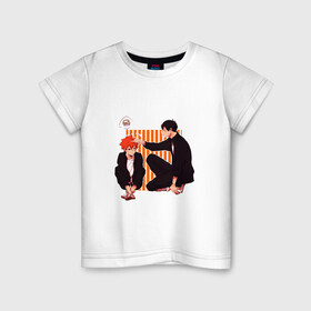 Детская футболка хлопок с принтом Шоё Хината I Тобио Кагеяма , 100% хлопок | круглый вырез горловины, полуприлегающий силуэт, длина до линии бедер | kaheyama | аниме | волейбол | кагеяма | спорт. | хината
