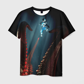 Мужская футболка 3D с принтом MOONS OF MADNESS , 100% полиэфир | прямой крой, круглый вырез горловины, длина до линии бедер | astronaut | moons of madness | tentacles | астронавт | луны безумия | щупальца