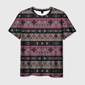 Мужская футболка 3D с принтом Этнический полосатый орнамент , 100% полиэфир | прямой крой, круглый вырез горловины, длина до линии бедер | абстрактный | африканский узор | геометрический узор | орнамент | полосы | текстура | шаблон