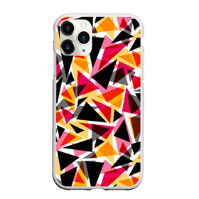 Чехол для iPhone 11 Pro Max матовый с принтом Разноцветные треугольники , Силикон |  | абстрактный | геометрические фигуры | геометрический узор | желтый | красный | полигональный | разноцветный | треугольники | черный