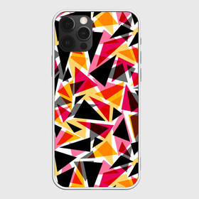 Чехол для iPhone 12 Pro Max с принтом Разноцветные треугольники , Силикон |  | абстрактный | геометрические фигуры | геометрический узор | желтый | красный | полигональный | разноцветный | треугольники | черный